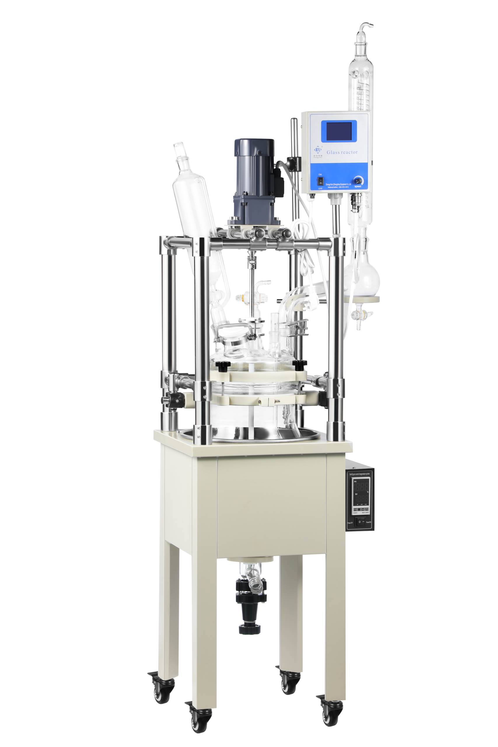 Openable Single Layer Cylindrical Glass Reactor 10L-100L detail view